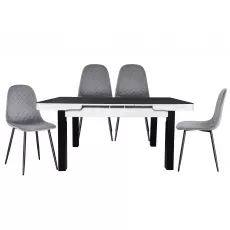 Set Yasen masa extensibila Т1934 Black/White cu 4 scaune DC-5010 HLR 22 Gray