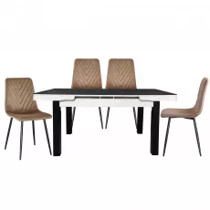 Set Yasen masa extensibila Т1934 Black/White cu 4 scaune DC-5012 S HLR 11 Gold Brown