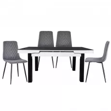 Set Yasen masa extensibila Т1934 Black/White cu 4 scaune DC-5012 S HLR 22 Gray