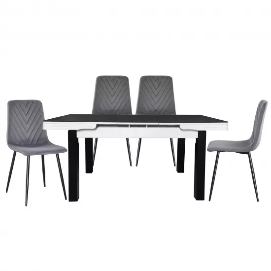 Set Yasen masa extensibila Т1934 Black/White cu 4 scaune DC-5012 S HLR 22 Gray