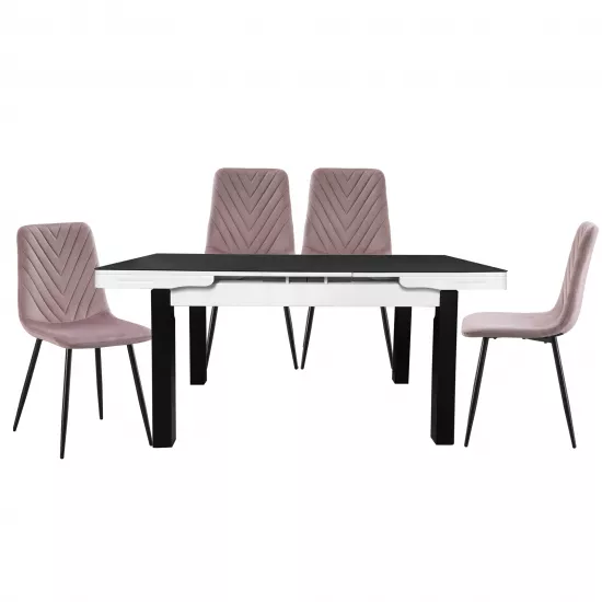 Set Yasen masa extensibila Т1934 Black/White cu 4 scaune DC-5012 S HLR 25 Purple Pink