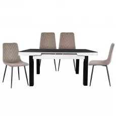 Set Yasen masa extensibila Т1934 Black/White cu 4 scaune DC-5012 S HLR 8 Dark Brown