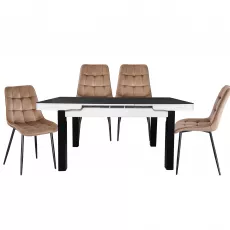 Set Yasen masa extensibila Т1934 Black/White cu 4 scaune DC-6005 HLR 11 Gold Brown