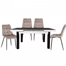 Set Yasen masa extensibila Т1934 Black/White cu 4 scaune DC-6005 HLR 8 Dark Brown