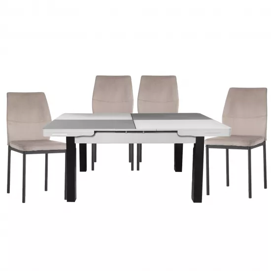 Set Yasen masa extensibila T1935 White/Gray cu 4 scaune DC-22057 Gray