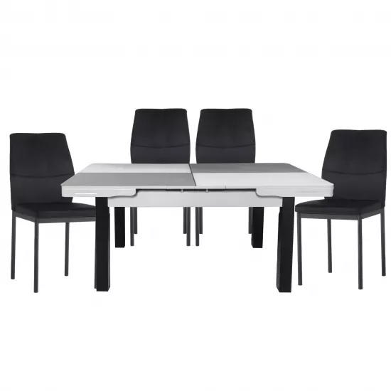 Set Yasen masa extensibila T1935 White/Gray cu 4 scaune DC-22057 Black
