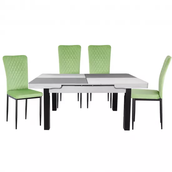 Set Yasen masa extensibila T1935 White/Gray cu 4 scaune DC-2329 HLR 55 Emerald Green