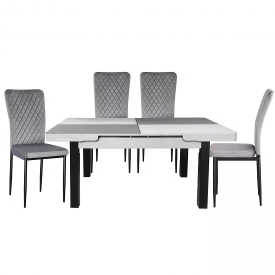 Set Yasen masa extensibila T1935 White/Gray cu 4 scaune DC-2329 HLR 22 Gray