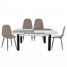 Set Yasen masa extensibila T1935 White/Gray cu 4 scaune DC-5010 HLR 8 Dark Brown