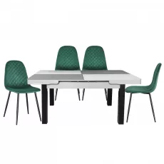 Set Yasen masa extensibila T1935 White/Gray cu 4 scaune DC-5010 HLR 57 Dark Green