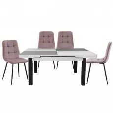 Set Yasen masa extensibila T1935 White/Gray cu 4 scaune DC-5012 L HLR 25 Purple Pink