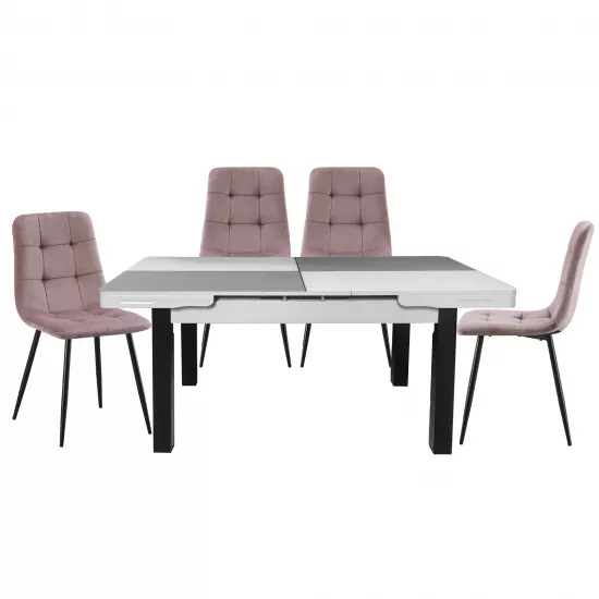 Set Yasen masa extensibila T1935 White/Gray cu 4 scaune DC-5012 L HLR 25 Purple Pink