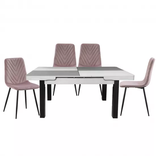 Set Yasen masa extensibila T1935 White/Gray cu 4 scaune DC-5012 S HLR 25 Purple Pink