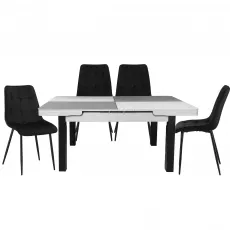 Set Yasen masa extensibila T1935 White/Gray cu 4 scaune DC-6005 HLR 66 Black