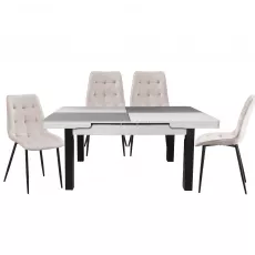 Set Yasen masa extensibila T1935 White/Gray cu 4 scaune DC-6005 HLR 2 Beige