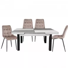 Set Yasen masa extensibila T1935 White/Gray cu 4 scaune DC-6005 HLR 8 Dark Brown