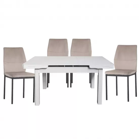 Set Yasen masa extensibila T1920 White cu 4 scaune DC-22057 Gray