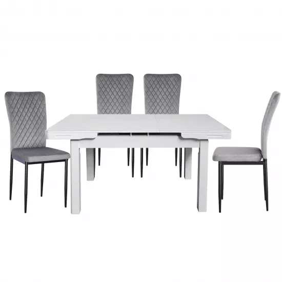Set Yasen masa extensibila T1920 White cu 4 scaune DC-2329 HLR 22 Gray