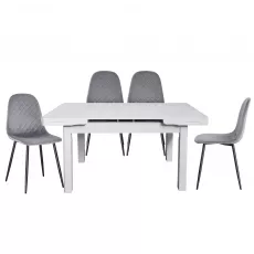 Set Yasen masa extensibila T1920 White cu 4 scaune DC-5010 HLR 22 Gray