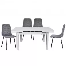Set Yasen masa extensibila T1920 White cu 4 scaune DC-5012 S HLR 22 Gray