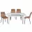 Set Yasen masa extensibila T1920 White cu 4 scaune DC-6005 HLR 11 Gold Brown