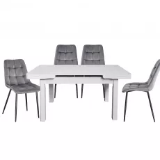 Set Yasen masa extensibila T1920 White cu 4 scaune DC-6005 HLR 22 Gray
