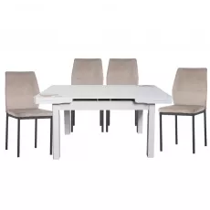 Set Yasen masa extensibila T1920 White/Flower cu 4 scaune DC-22057 Gray