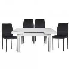 Set Yasen masa extensibila T1920 White/Flower cu 4 scaune DC-22057 Black