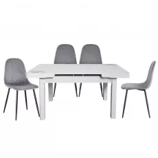 Set Yasen masa extensibila T1920 White/Flower cu 4 scaune DC-5010 HLR 22 Gray