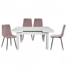 Set Yasen masa extensibila T1920 White/Flower cu 4 scaune DC-5012 S HLR 25 Purple Pink