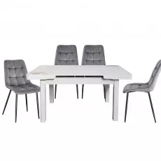 Set Yasen masa extensibila T1920 White/Flower cu 4 scaune DC-6005 HLR 22 Gray