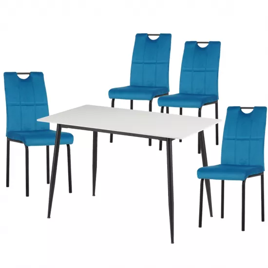 Set Yasen masa DT8197 Pure white cu 4 scaune DC-19967 Blue