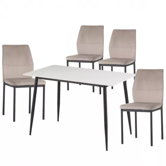 Set Yasen masa DT8197 Pure white cu 4 scaune DC-22057 Gray