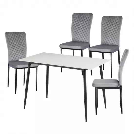 Set Yasen masa DT8197 Pure white cu 4 scaune DC-2329 HLR 22 Gray
