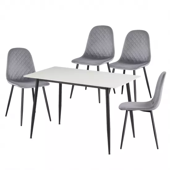 Set Yasen masa DT8197 Pure white cu 4 scaune DC-5010 HLR 22 Gray