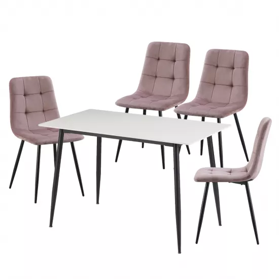Set Yasen masa DT8197 Pure white cu 4 scaune DC-5012 L HLR 25 Purple Pink