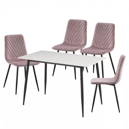 Set Yasen masa DT8197 Pure white cu 4 scaune DC-5012 S HLR 25 Purple Pink