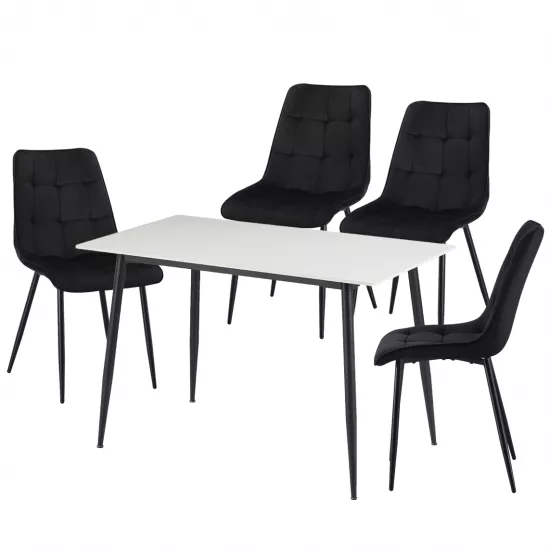 Set Yasen masa DT8197 Pure white cu 4 scaune DC-6005 HLR 66 Black