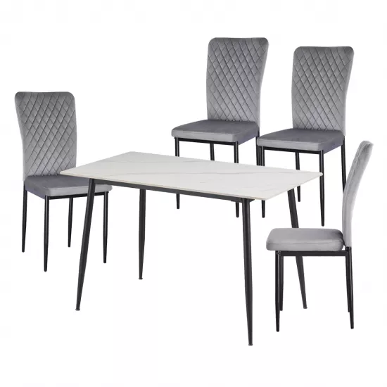 Набор Yasen стол DT8197 White Marble с 4 стульями DC-2329 HLR 22 Gray