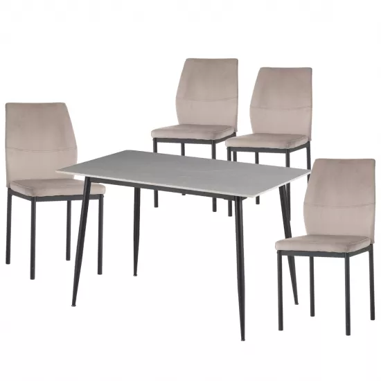 Набор Yasen стол DT8197 Gray Armani с 4 стульями DC-22057 Gray