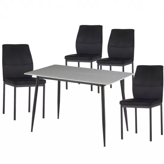 Set Yasen masa DT8197 Gray Armani cu 4 scaune DC-22057 Black
