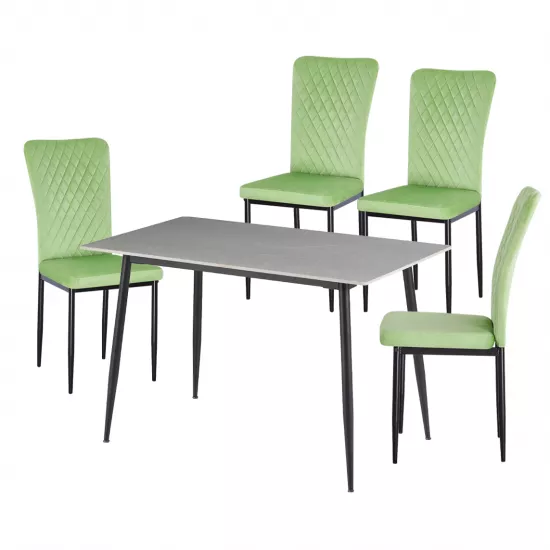 Set Yasen masa DT8197 Gray Armani cu 4 scaune DC-2329 HLR 55 Emerald Green