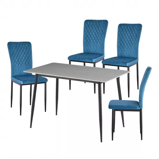 Set Yasen masa DT8197 Gray Armani cu 4 scaune DC-2329 HLR 62 Blue