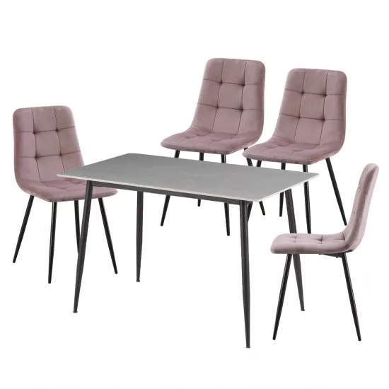 Set Yasen masa DT8197 Gray Armani cu 4 scaune DC-5012 L HLR 25 Purple Pink