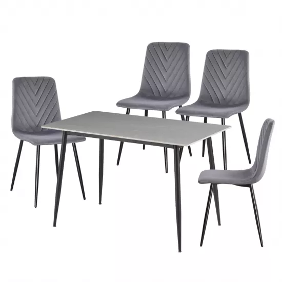 Set Yasen masa DT8197 Gray Armani cu 4 scaune DC-5012 S HLR 22 Gray