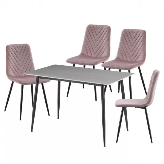 Set Yasen masa DT8197 Gray Armani cu 4 scaune DC-5012 S HLR 25 Purple Pink