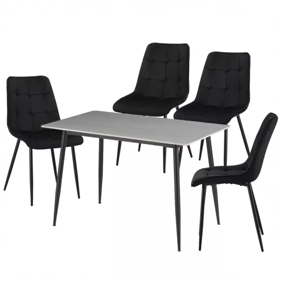 Set Yasen masa DT8197 Gray Armani cu 4 scaune DC-6005 HLR 66 Black