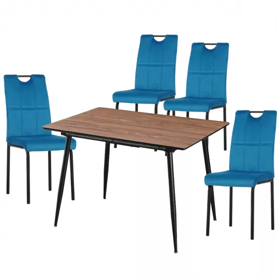 Set Yasen masa extensibila DT2403 Brown cu 4 scaune DC-19967 Blue
