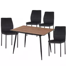 Set Yasen masa extensibila DT2403 Brown cu 4 scaune DC-22057 Black