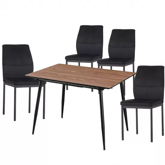 Set Yasen masa extensibila DT2403 Brown cu 4 scaune DC-22057 Black